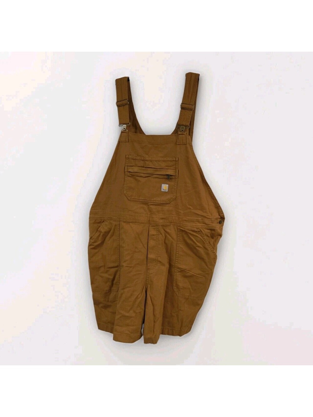 Women’s Carhartt Brown Canvas Carpenters Bib Overalls Shorts 2X 20-22 Rugged
